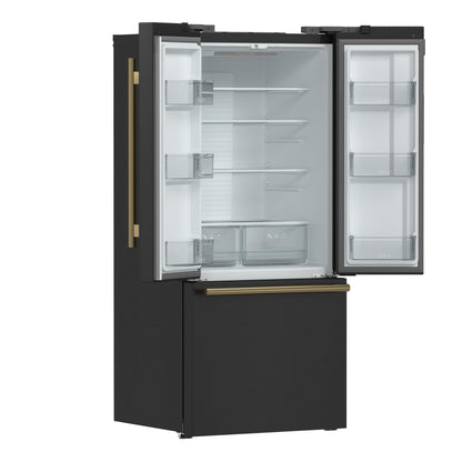 FORNO FFFFD197431BLK Forno Gallipoli Espresso 30-Inch Black French Door Refrigerator, Bottom Freezer, 17.5 Cu. Ft., No Frost, Ice Maker