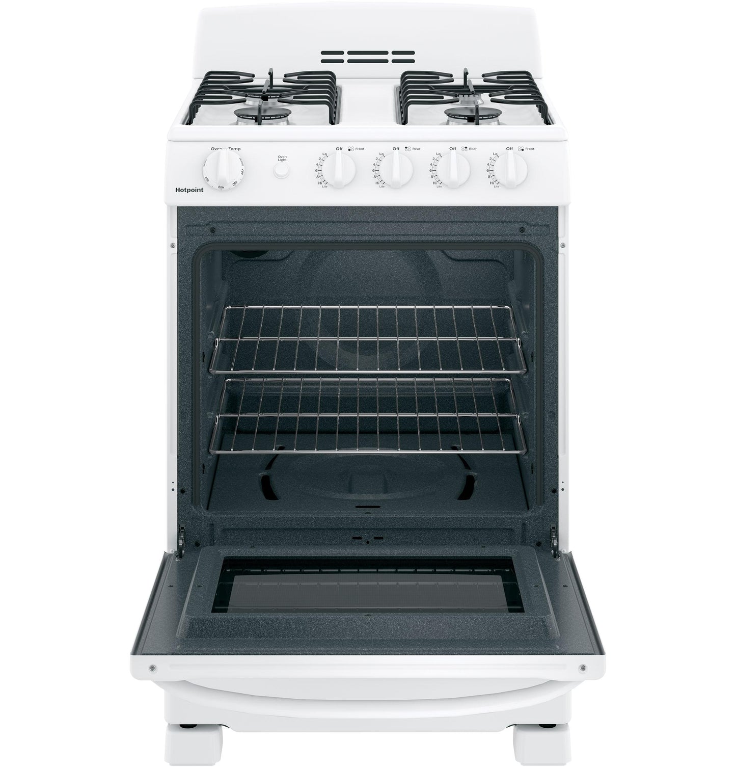 HOTPOINT Hotpoint 24" Front-Control Free-Standing Gas Range with Large Window White - RGAS300DMWW