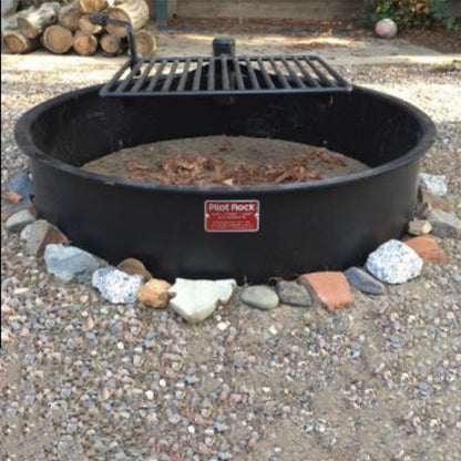 Pilot Rock 6 Pack 30.5 Inch Steel Ground Fire Pit Ring and Metal Cooking Grate - 415884