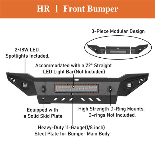 Hooke Road Full Width Front Bumper w/Skid Plate(07-13 Toyota Tundra)