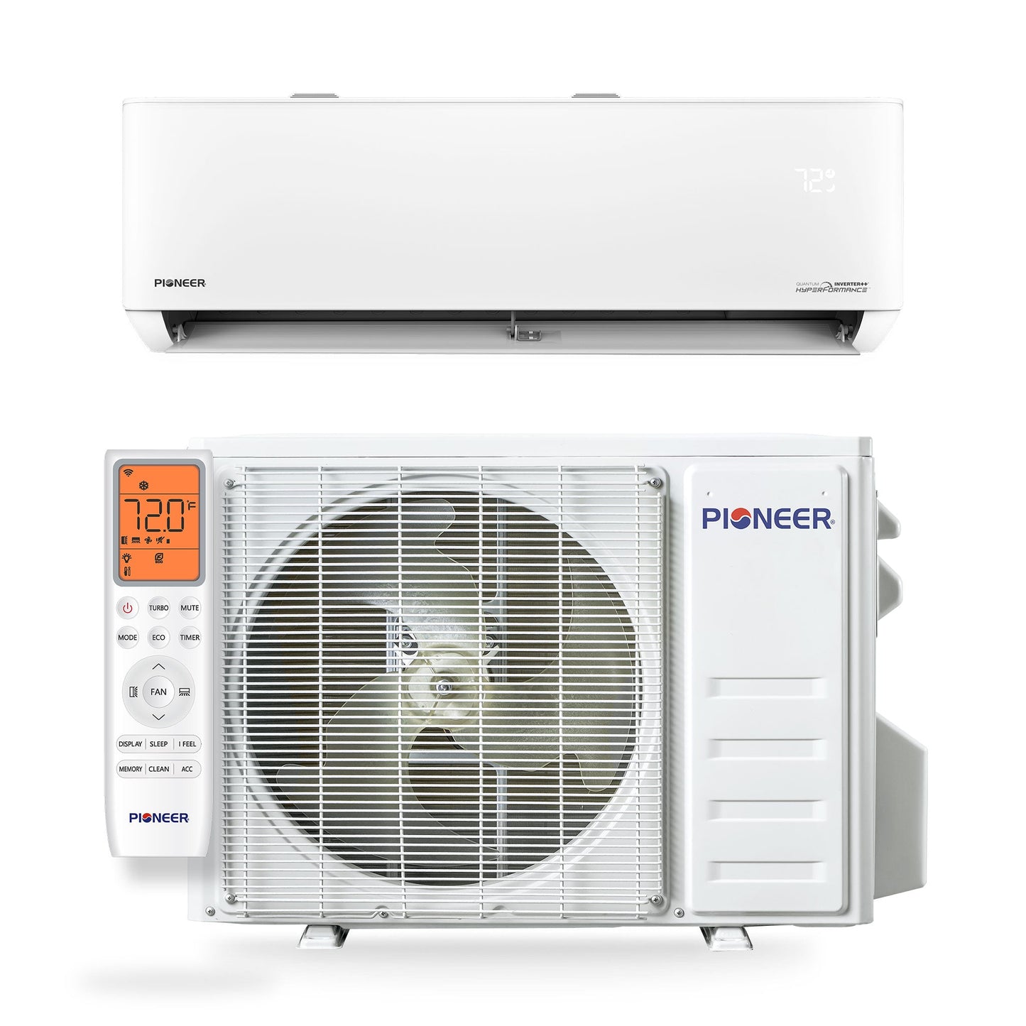 Pioneer Quantum Hyperformance 9,000 BTU 25 SEER2 230V High-Wall Ductless Energy-Star Mini-Split Air Conditioner Inverter Hyper Heat Pump Full Set - WYT009GLSI25RH-10S