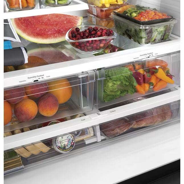 GE 27-cu ft French Door Refrigerator with Ice Maker and Water dispenser (White) ENERGY STAR
