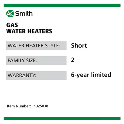 A.O. Smith  Signature 100 30-Gallon Short 6-year Limited 32000-BTU Natural Gas Water Heater - G6-S3032NVR