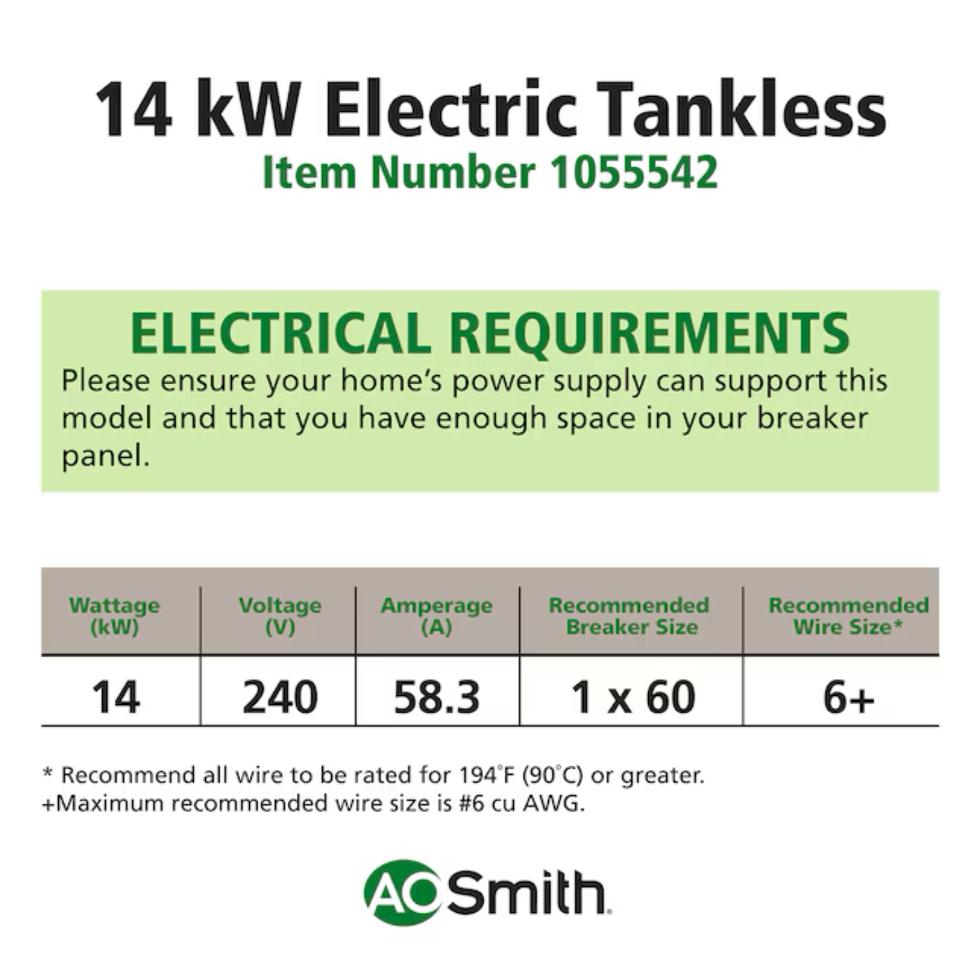 A.O. Smith Signature Series 240-Volt 14-KW 1.6-GPM Tankless Electric Water Heater - R2VR-140E