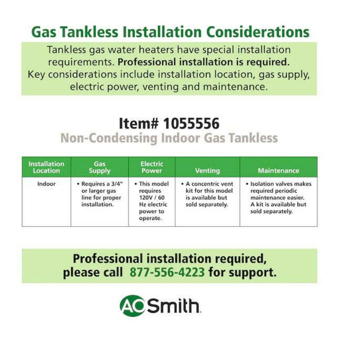 A.O. Smith Signature Series 8-GPM 190000-BTU Indoor Natural Gas/Liquid Propane Tankless Water Heater - Item #1055556 | Model #GT15-310C-I