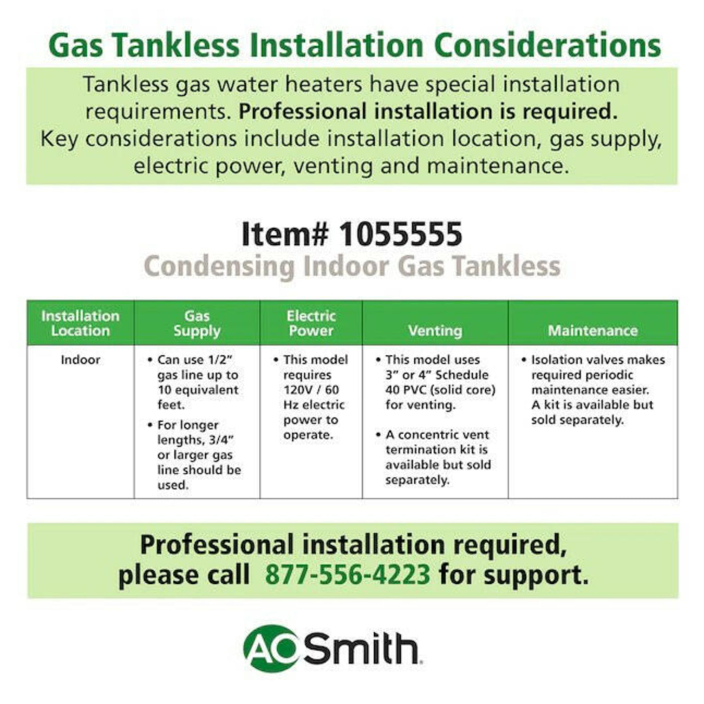 A.O. Smith Signature Series 6.6-GPM 160000-BTU Indoor Natural Gas Tankless Water Heater - GT15-240-NI