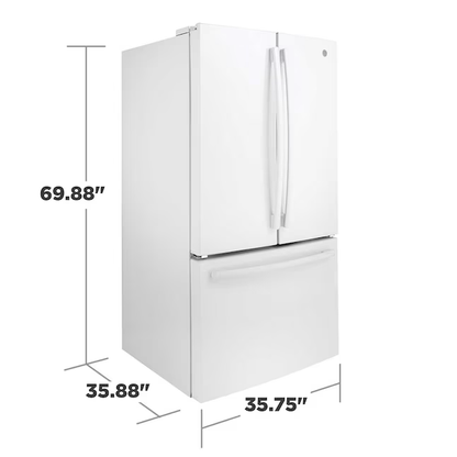 GE 27-cu ft French Door Refrigerator with Ice Maker and Water dispenser (White) ENERGY STAR