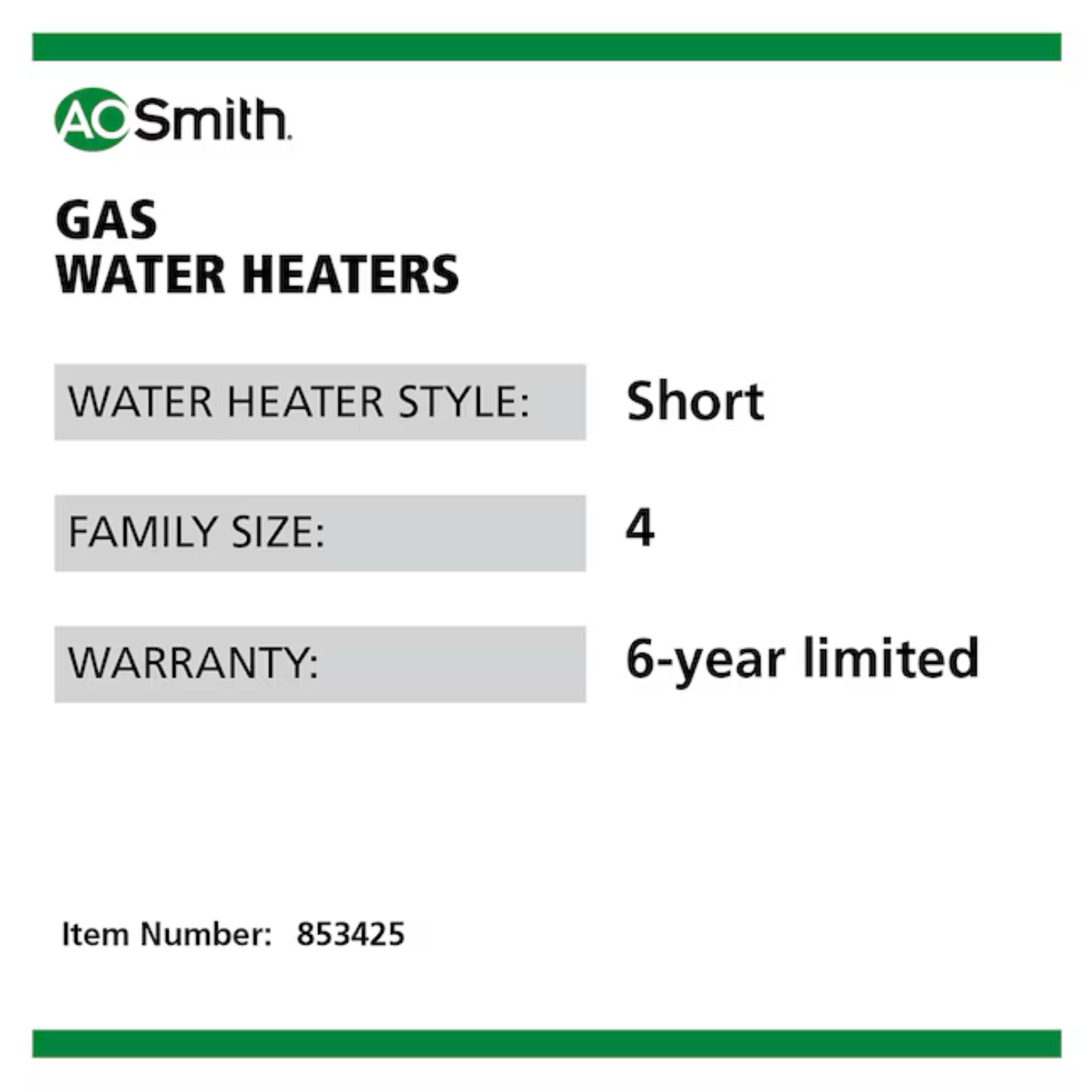 A.O. Smith Signature 100 40-Gallon Short 38000-BTU Direct Vent Natural Gas Water Heater - Item #853425 | Model #G6-DVS4038NV