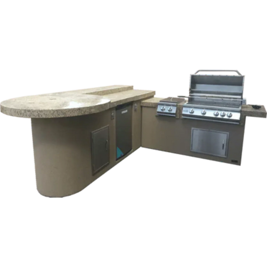 Kokomo Aruba BBQ Island with Built In BBQ Grill Side Burner and Refrigerator - ARUBA