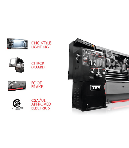 JET Elite Lathe E-1236VS with Collet Closer - JT9-892301