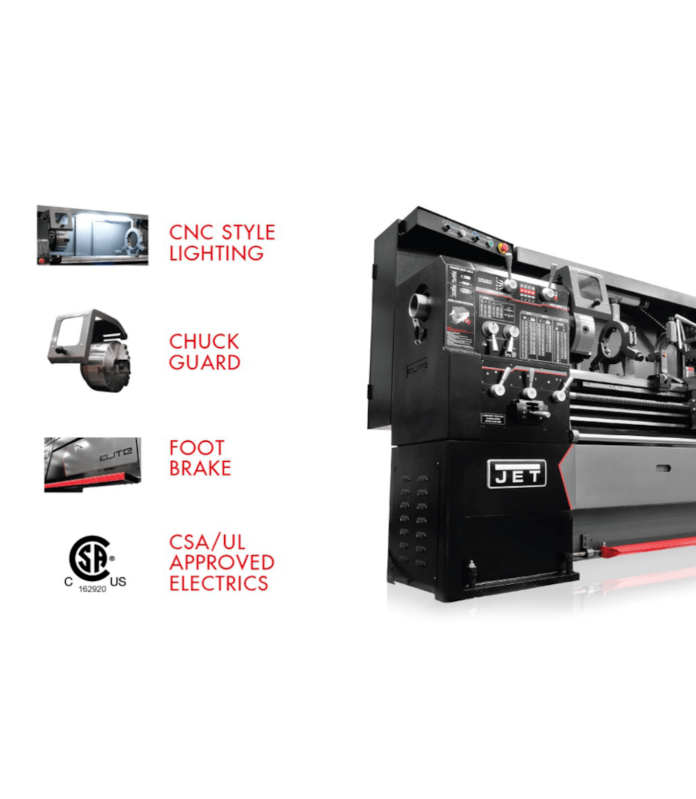 JET Elite Lathe E-1340VS with ACU-RITE 303 CSS DRO with Collet Closer - JT9-892417