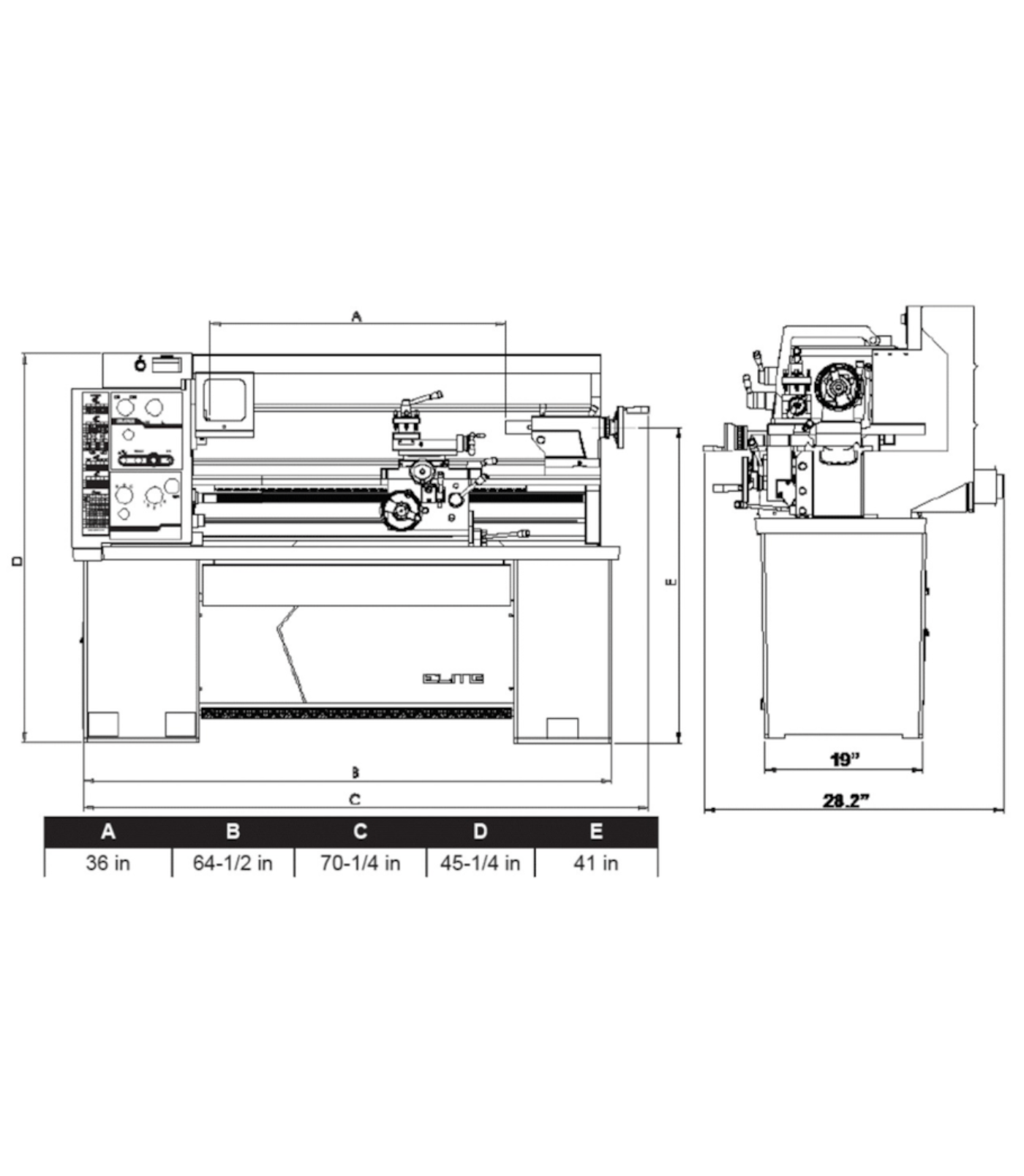 JET Elite Lathe E-1440VS with ACU-RITE 303 DRO with Taper Attachment and Collet Closer - JT9-892464