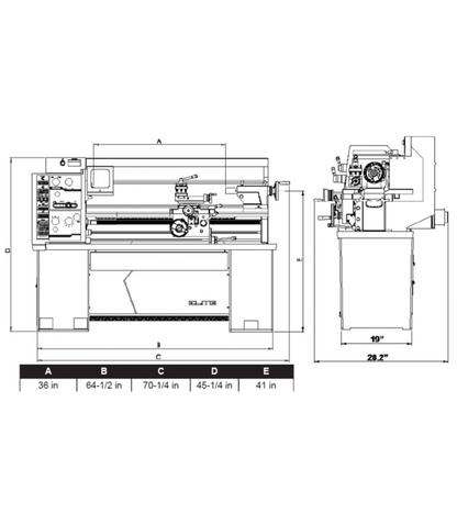 JET Elite Lathe E-1440VS with ACU-RITE 203 DRO with Collet Closer - JT9-892455