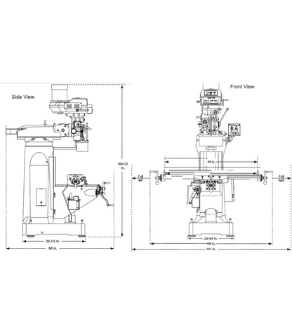 JET Elite ETM-949 Mill with X, Y-Axis JET Powerfeeds - JT9-894105