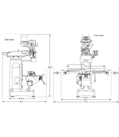 JET Elite EVS-949 Mill with X-Axis JET Powerfeed and USA Made Air Draw Bar - JT9-894304
