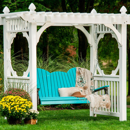 LuxCraft 5' Poly Adirondack Porch Swing With Flip Down Center Console - 5APSABB