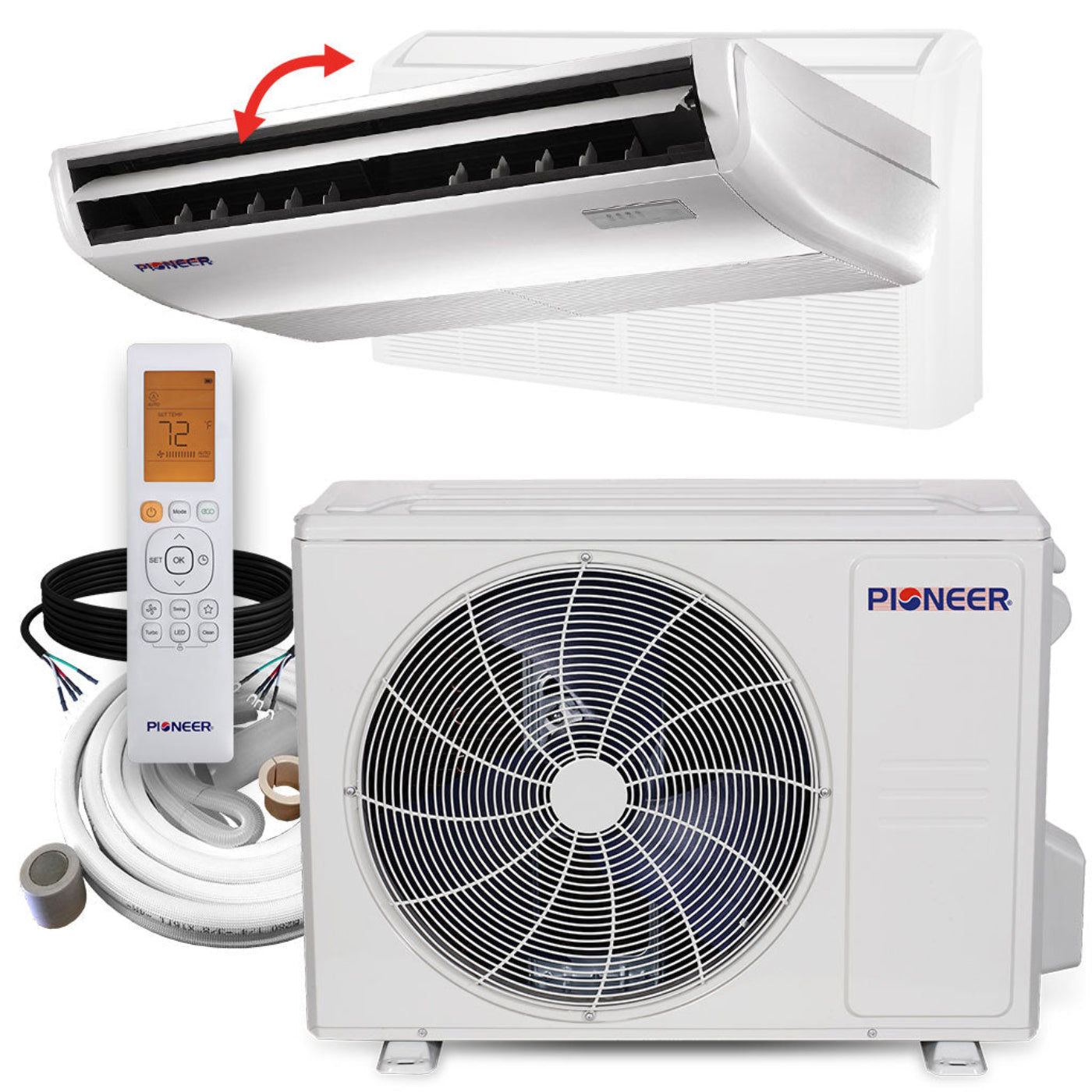 Pioneer 24,000 BTU 21.2 SEER2 Floor/Ceiling Mini-Split Inverter++ Energy-Star Air Conditioner Heat Pump System Full Set 230V - UYB024GMFILCAD-10