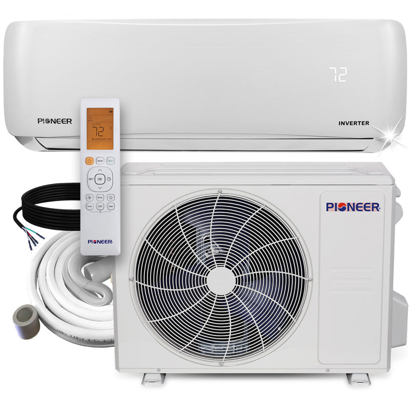 Pioneer 24,000 BTU 18 SEER2 Ductless Mini-Split Inverter+ Air Conditioner Heat Pump System Full Set 230V - WYS024GMFI20RL-10