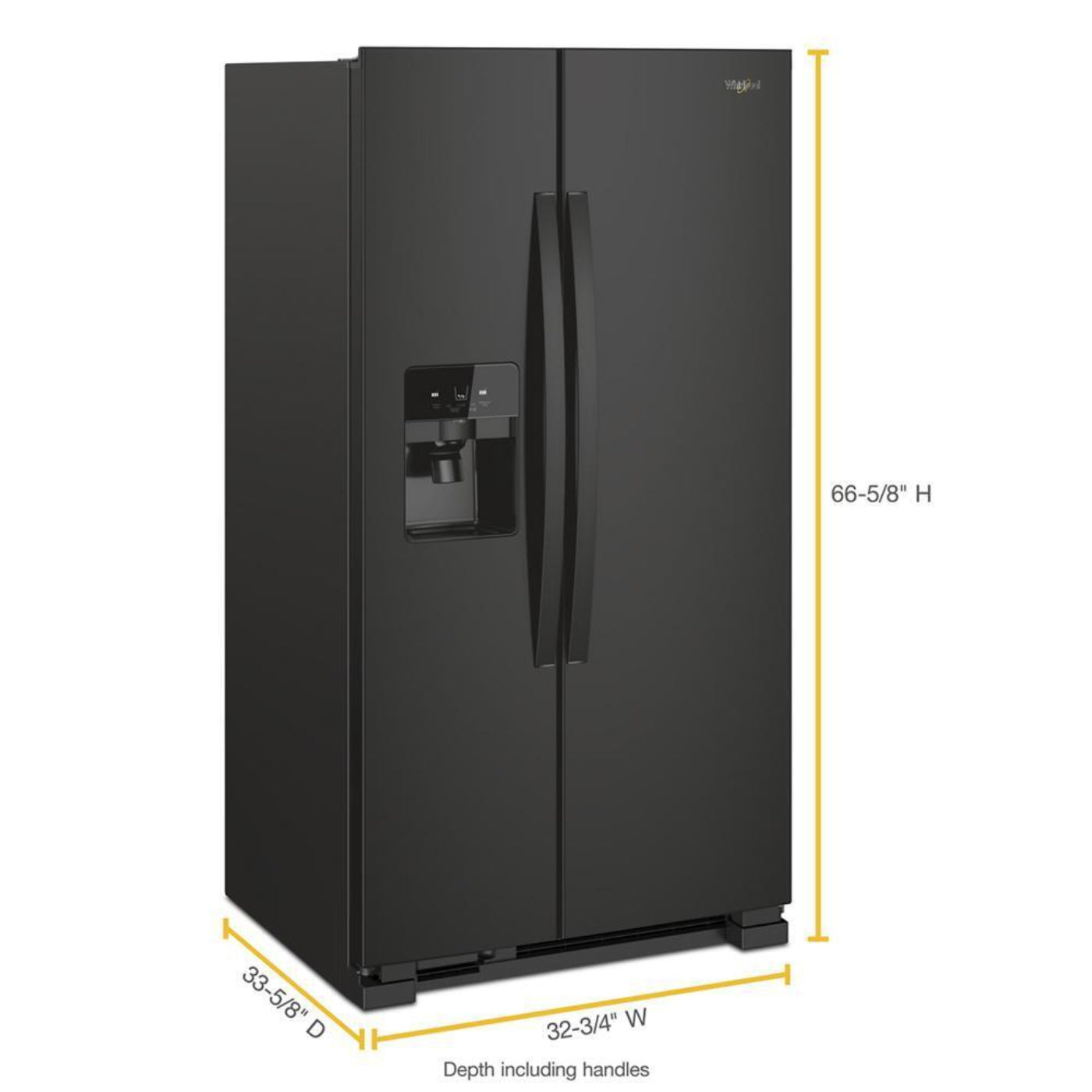 WHIRLPOOL 33-inch Wide Side-by-Side Refrigerator - 21 cu. ft. Black - WRS321SDHB