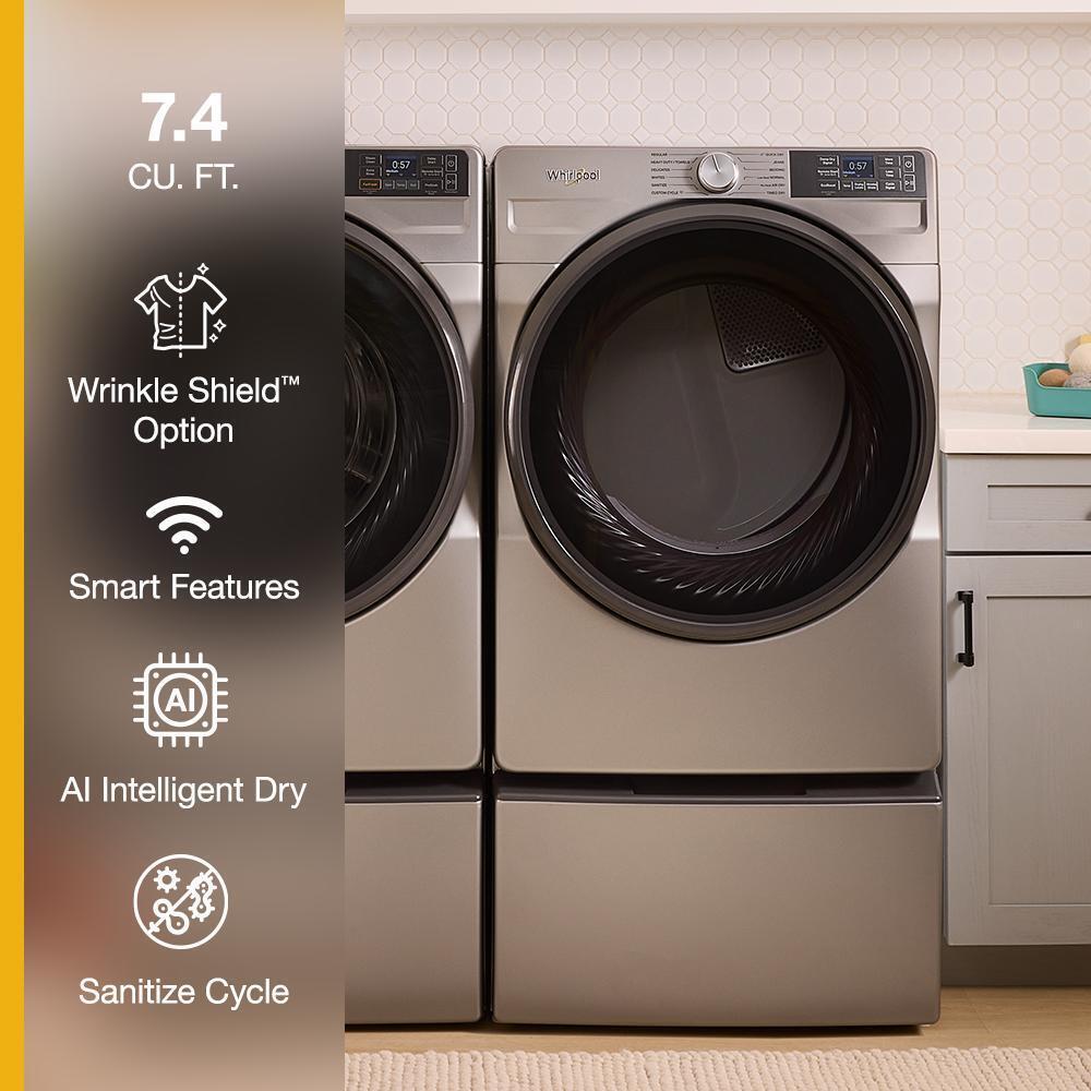WHIRLPOOL WED5720RR 7.4 cu. ft. Smart Front Load ENERGY STAR® Electric Dryer with Wrinkle Shield™ Option Silver