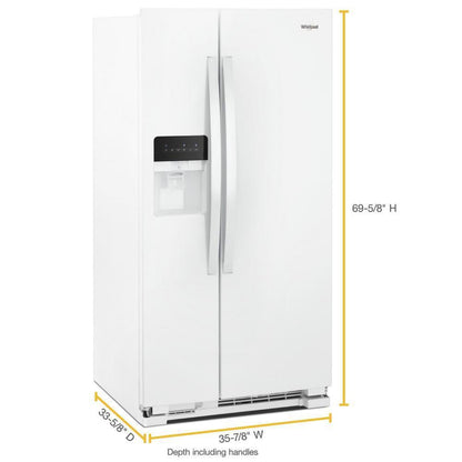WHIRLPOOL 36-inch Wide Side-by-Side Refrigerator - 24 cu. ft. White - WRS315SDHW