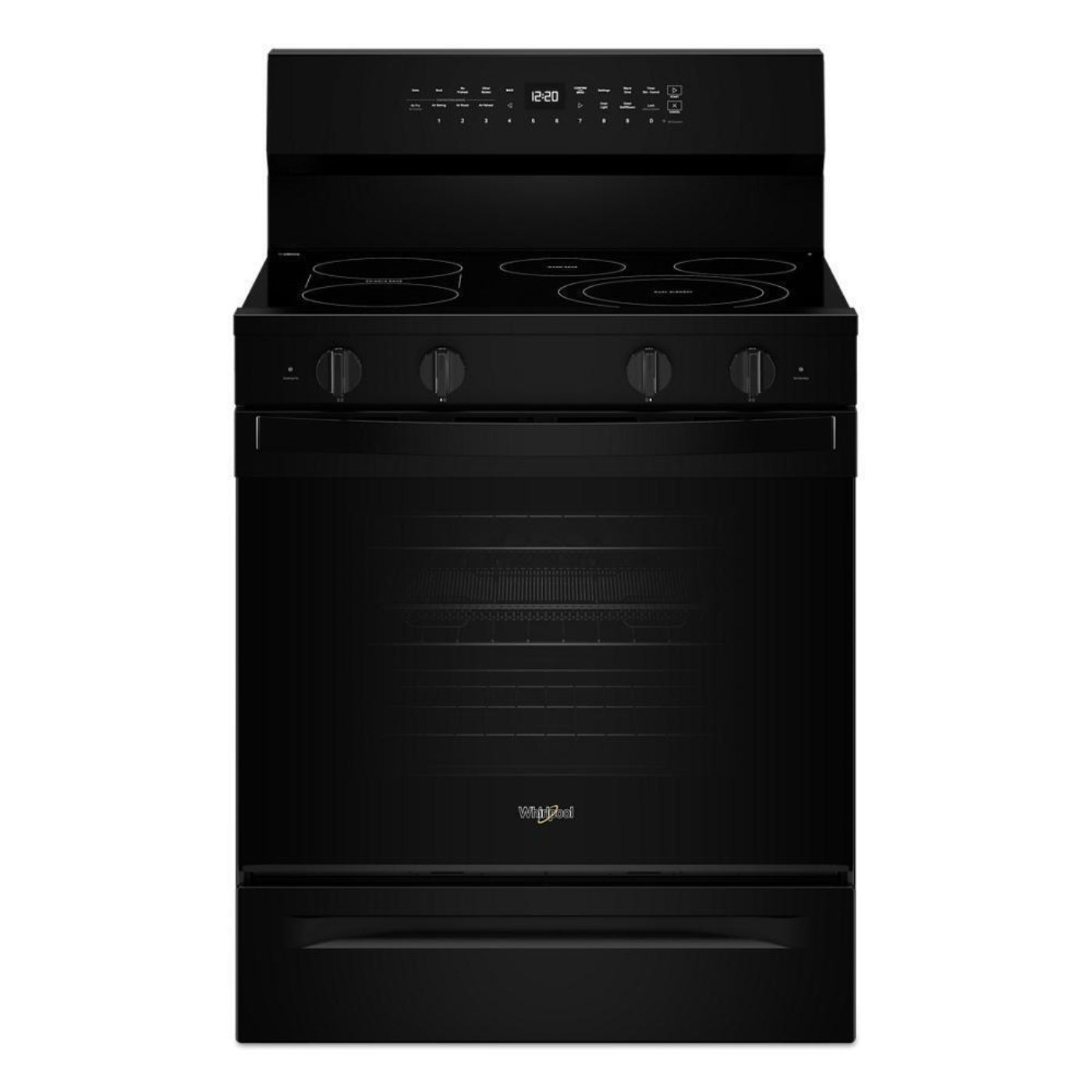 WHIRLPOOL 30-inch Electric Smart Range with Air Cooking Technology, No Preheat Air Fry, High Speed Preheat Oven, WipeClean Coating, and Steam/Self Clean Black - WFES7530RB
