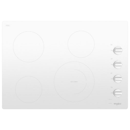 WHIRLPOOL 30-inch Electric Ceramic Glass Cooktop with Dual Radiant Element White - WCE55US0HW