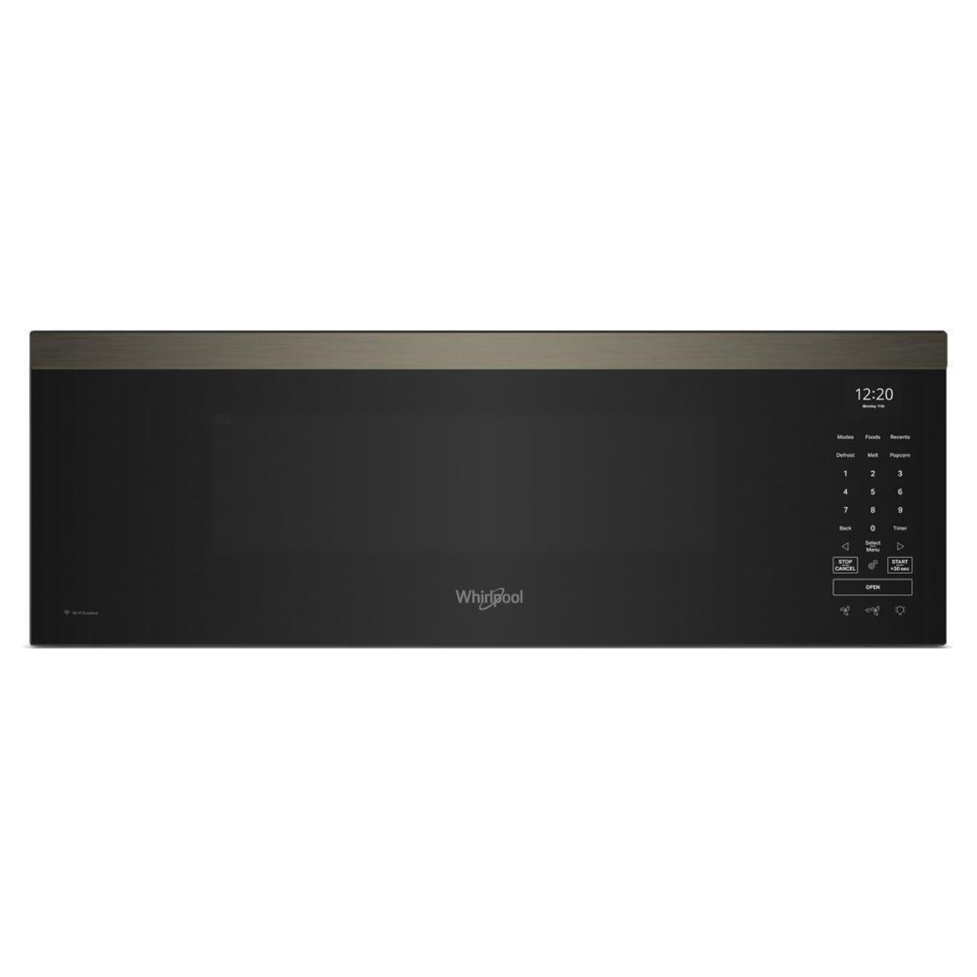WHIRLPOOL 1.1 cu. ft. Smart Low Profile Microwave Hood Combination with 450 CRM 4-Speed Venting Black On in Stainless Steel Look - WMML5530RV