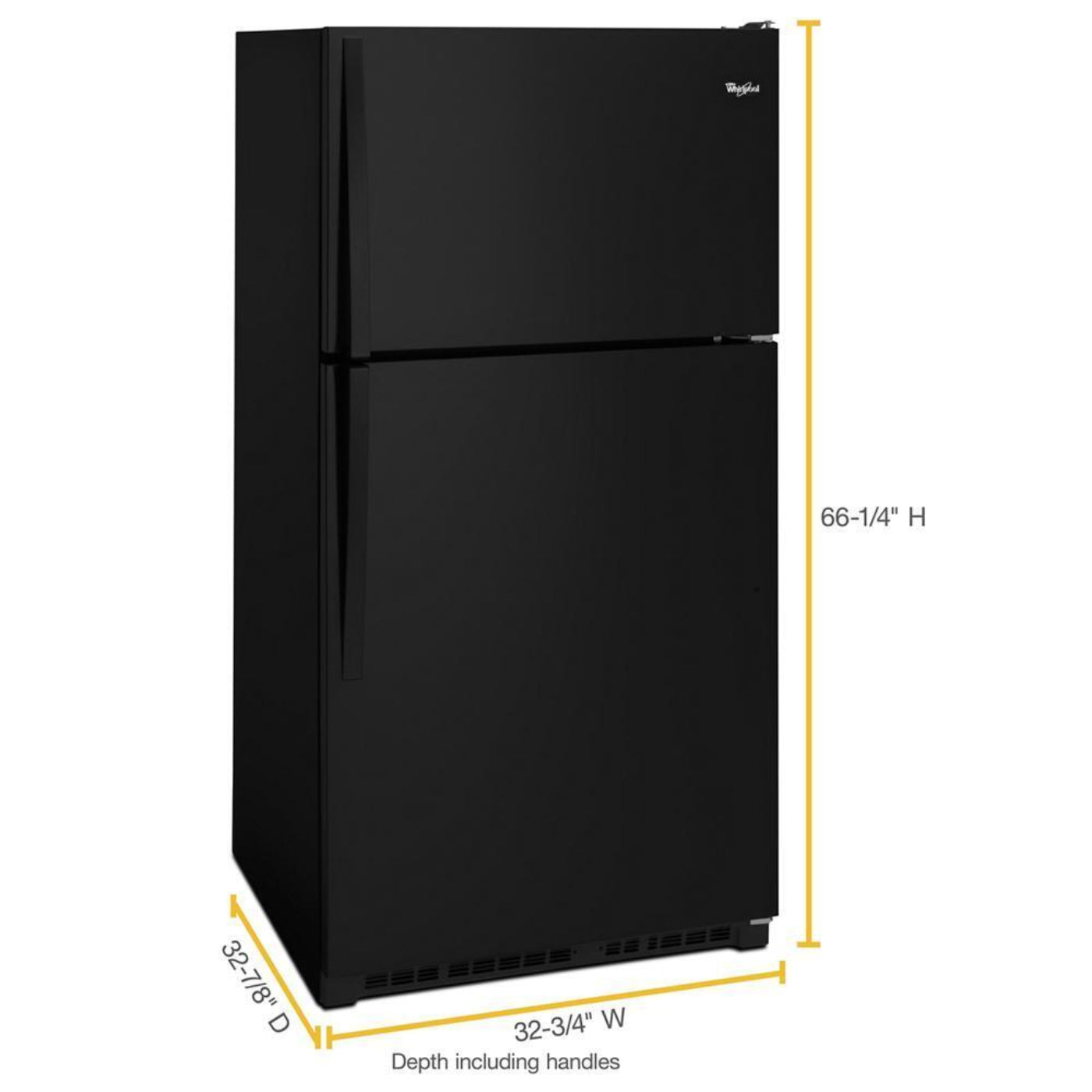 WHIRLPOOL 33-inch Wide Top Freezer Refrigerator - 20 cu. ft. Black - WRT311FZDB