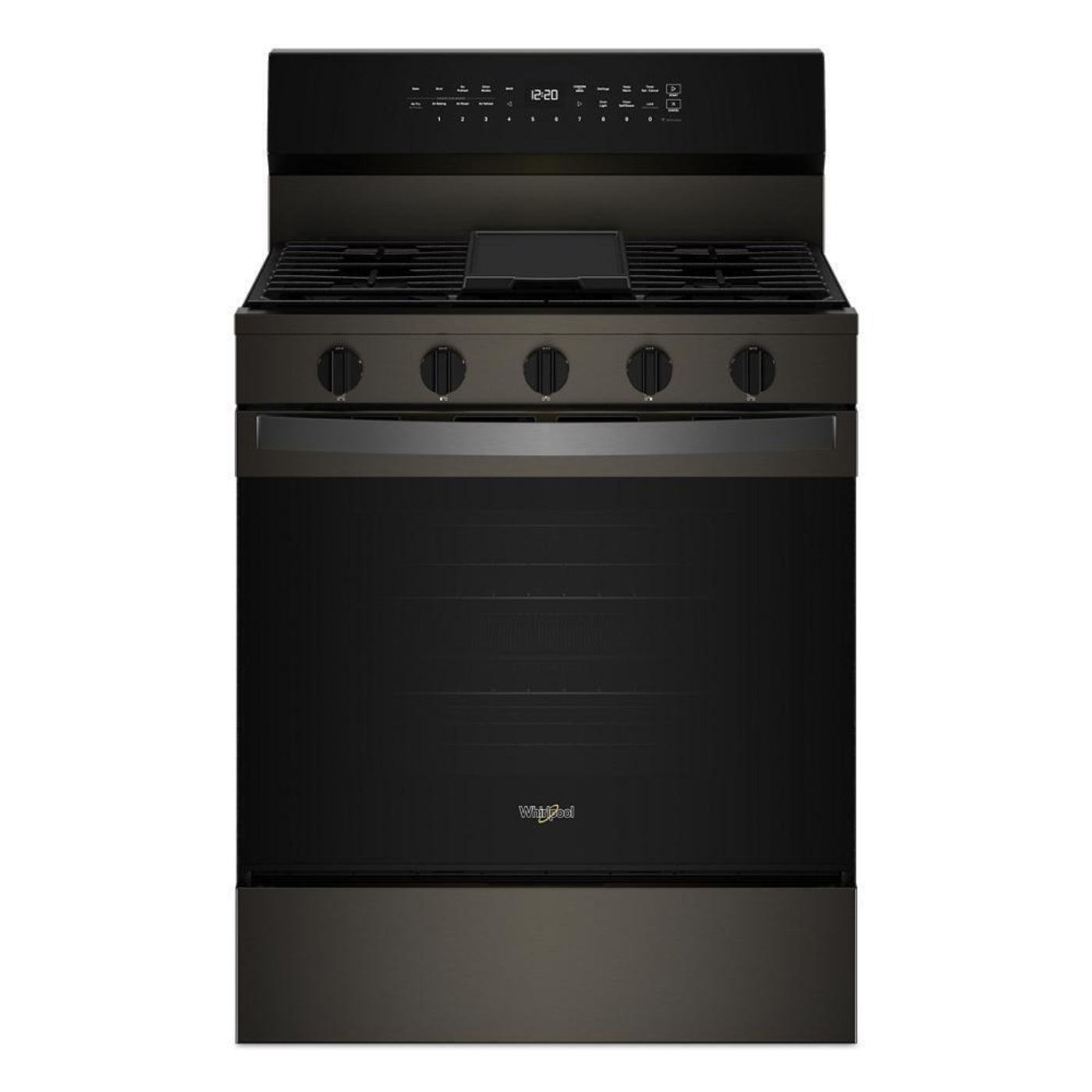 WHIRLPOOL 30-inch Smart Gas Range with Air Cooking Technology, No Preheat Air Fry, Steam/Self Clean and High Speed Preheat Black in Stainless Steel - WFGS7530RV
