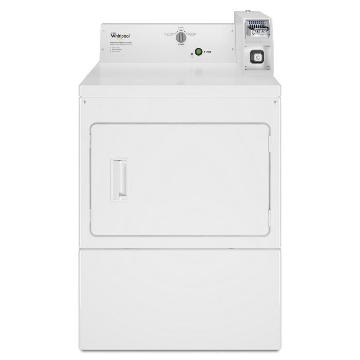 WHIRLPOOL Commercial Electric Super-Capacity Dryer, Coin Slide White - CEM2745FQ