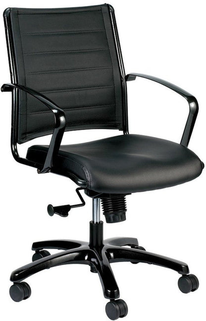 EuroTech Europa Metallic Leather Mid-Back Chair  - EUR-LE222TNM-BLKL