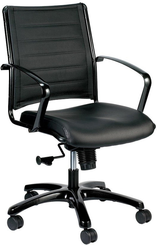 EuroTech Europa Metallic Leather Mid-Back Chair  - EUR-LE222TNM-BLKL