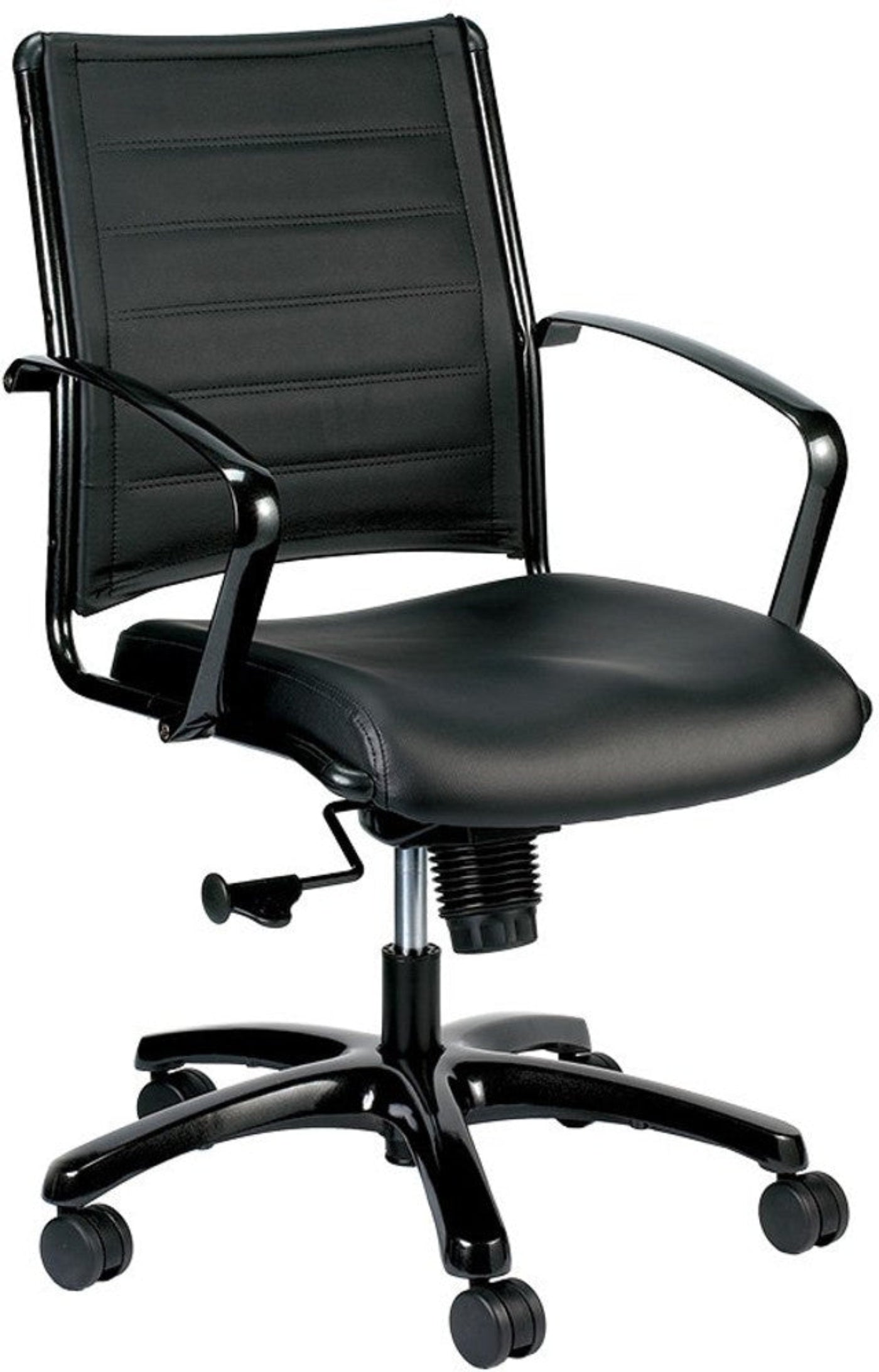 EuroTech Europa Metallic Leather Mid-Back Chair  - EUR-LE222TNM-BLKL