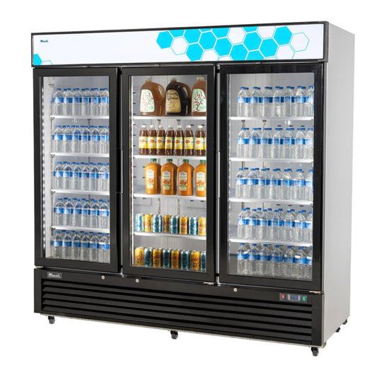 Migali C-72RM-HC 82” Swing Glass Door Merchandiser Refrigerator – 72 Cu Ft - C-72RM-HC
