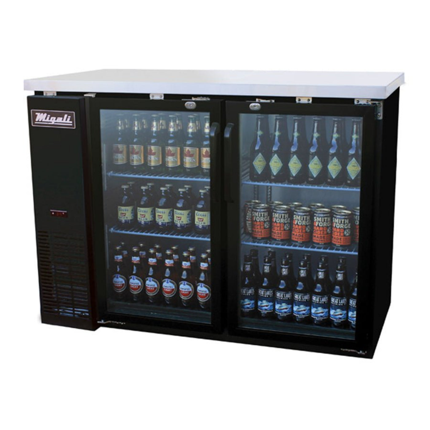 Migali  48.75” Refrigerated Back Bar Cabinet (2) hinged glass doors 11.8 Cu Ft - C-BB48G-HC