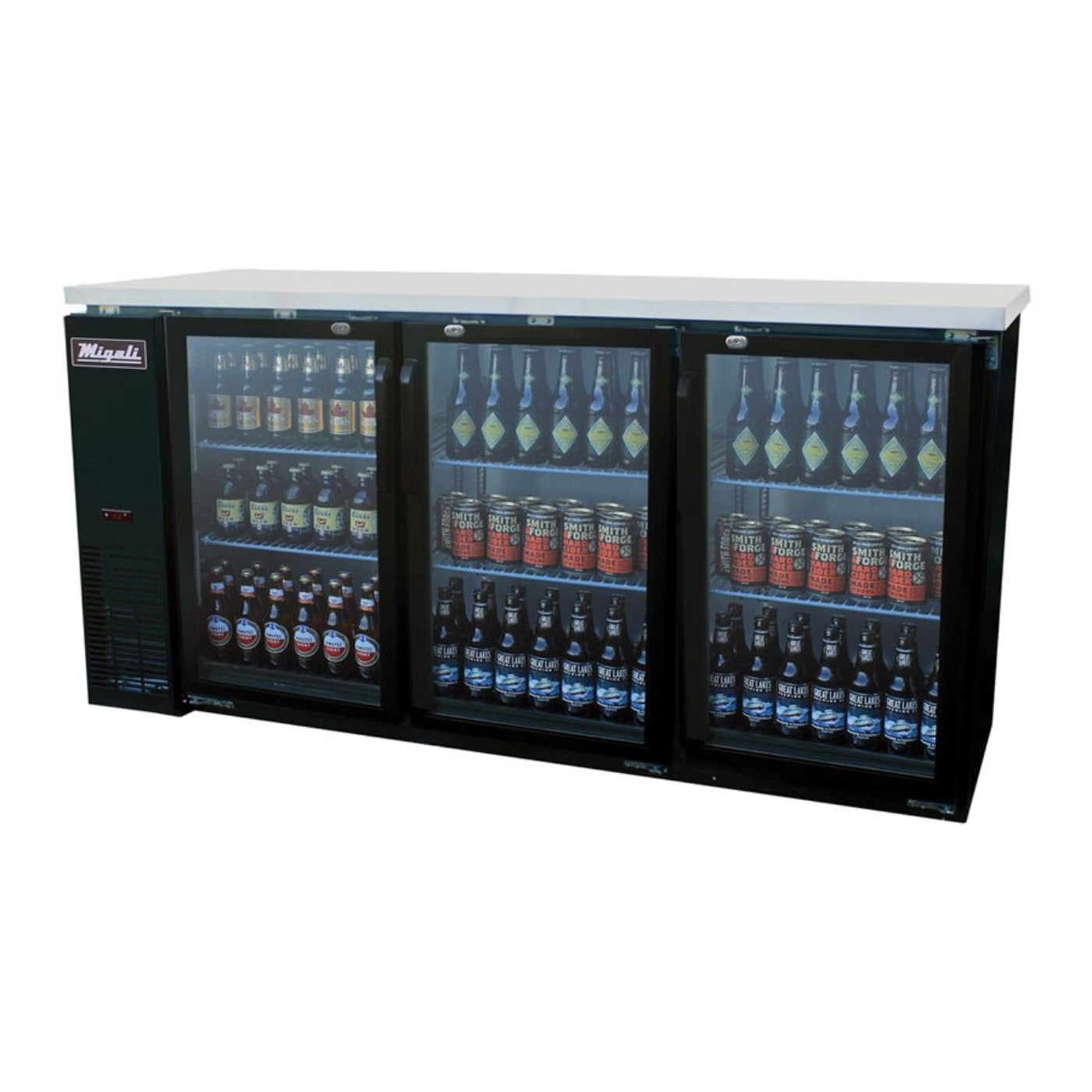 Migali 72.8” Back Bar Refrigerator (3) Glass Door – 19.6 Cu Ft - C-BB72G-HC