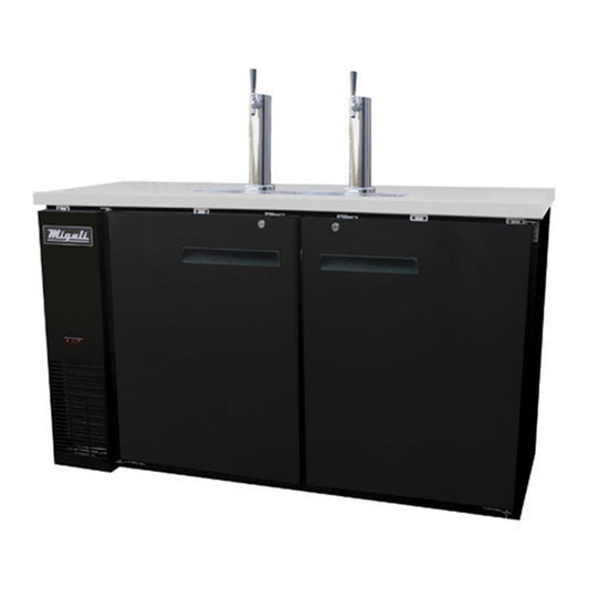 Migali C-DD60-2-HC (2) Single Draft Towers 60.8" Beer Dispenser (2) 1/2 Keg Capacity - C-DD60-2-HC