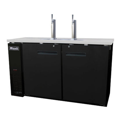 Migali C-DD60-2-HC (2) Single Draft Towers 60.8" Beer Dispenser (2) 1/2 Keg Capacity - C-DD60-2-HC