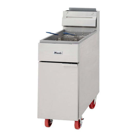 Migali C-F50-NG Commercial Natural Gas 50 lb Deep Fryer - 136,000 BTU - C-F50-NG