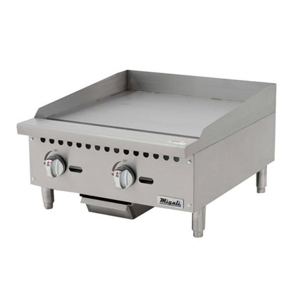 Migali C-G24 24" Gas Countertop Griddle with Manual Controls – 60,000 BTU - C-G24