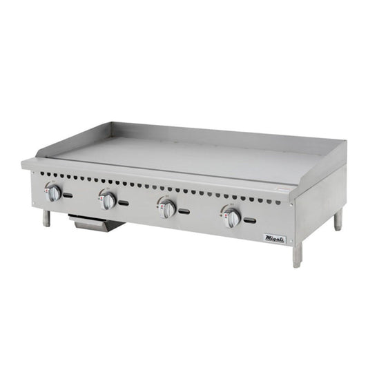 Migali C-G48 48" Gas Countertop Griddle with Manual Controls – 120,000 BTU - C-G48