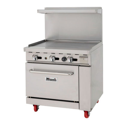 Migali C-RO-36G-NG 36" Natural Gas Range Griddle with Oven - 102,000 BTU - C-RO-36G-NG