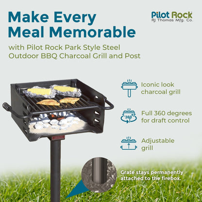 Pilot Rock H-16 B6X2 Park Style Outdoor BBQ Charcoal Grill w/ Swivel, 4 Pack - 415872