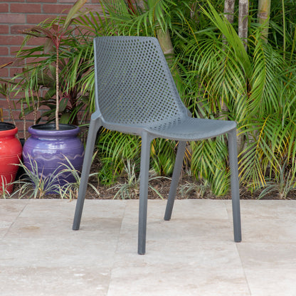 Midtown Concept Valencia Grey Stacking Indoor Dining Chair - 4PC - PLI VALEN_SIDE_WHT