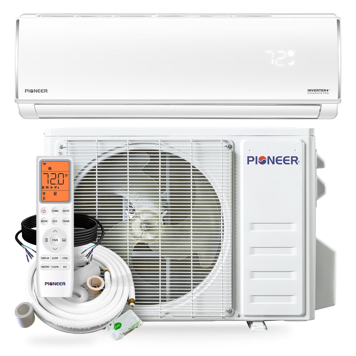 Pioneer Diamante Pro36,000 BTU 19 SEER2 230V High-Wall Ductless Mini-Split Air Conditioner Inverter Heat Pump with 16 Ft. Kit - WYT036GLSI20RL