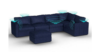 Lovesac – 6 Seats + 8 Sides Corded Velvet &amp; Standard Foam with 6 Speaker Immersive Sound + Charge System – Sapphire Navy - SKU_1772861502515_384