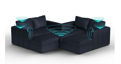 Lovesac – 7 Seats + 8 Sides Corded Velvet &amp; Standard Foam with 10 Speaker Immersive Sound + Charge System – Midnight Navy - 1772864938099_548