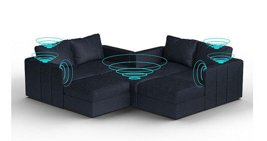 Lovesac – 7 Seats + 8 Sides Corded Velvet &amp; Standard Foam with 10 Speaker Immersive Sound + Charge System – Midnight Navy - 1772864938099_548