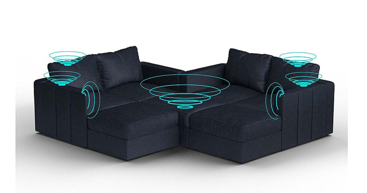 Lovesac – 7 Seats + 8 Sides Corded Velvet &amp; Standard Foam with 10 Speaker Immersive Sound + Charge System – Midnight Navy - 1772864938099_548